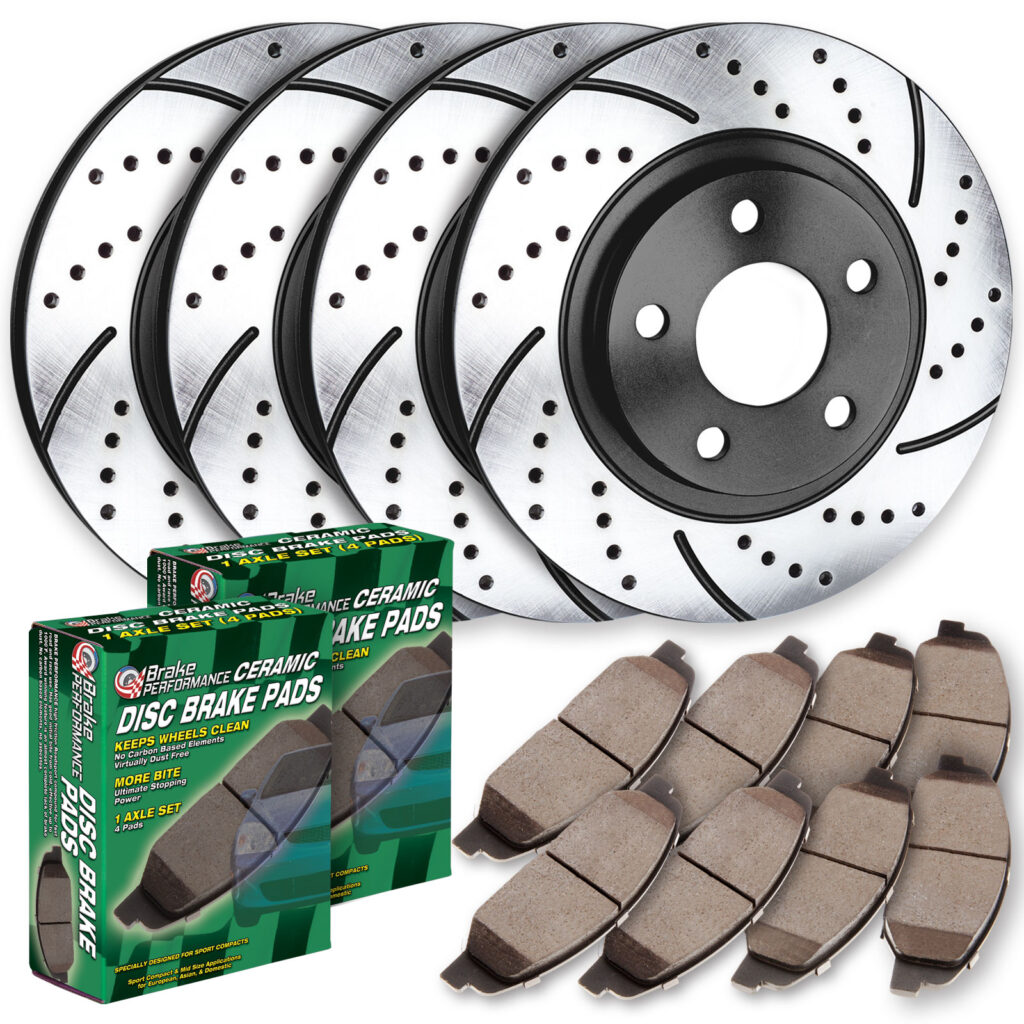 Drilled and Slotted Brake Rotors and Ceramic Pads