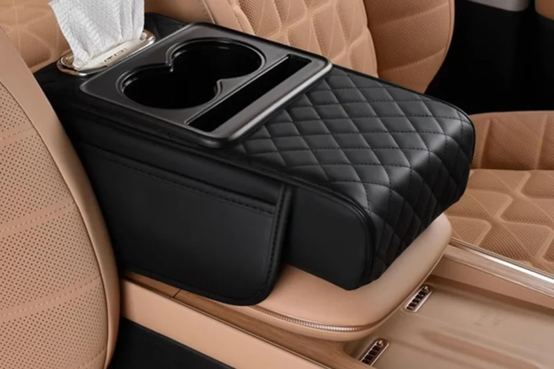 Enhance Your Driving Comfort: Multifunctional PU Leather Car Armrest Box Mat & Cushion